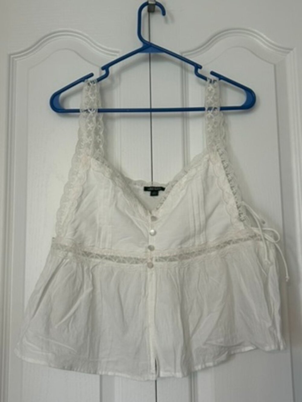 Wild Fable White Lace Trim Linen Tank Top Size Medium